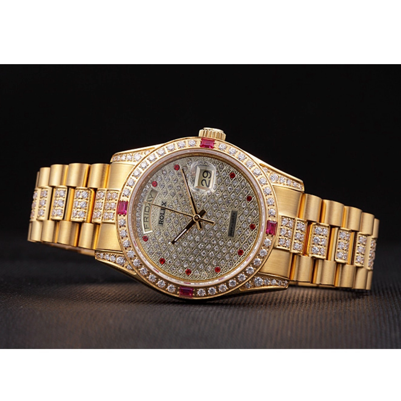 AAA replica watch Yellow Gold-srl184 Diamonds 621614 Swiss Rolex Day-Date 0604